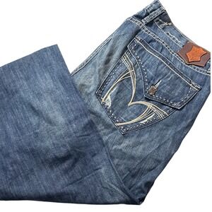 Antik Denim Mens Jeans Size 40 Y2K Vintage Straight Wide Leg Embroidered Pockets